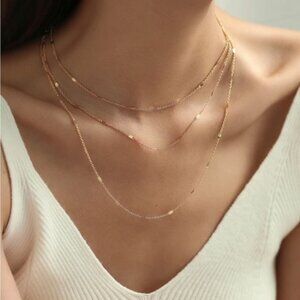 Gold 1pc Layered Chain Necklace